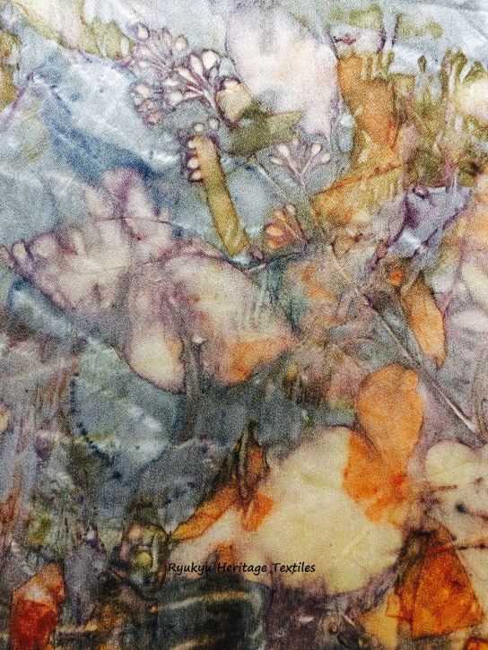 "Stained Glass" - Eucalyptus and Ryukyu Ai Leaves and Onion Skins on Silk